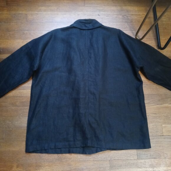 EILEEN FISHER 100% linen shawl collar jacket in black (M) - Picture 7 of 16